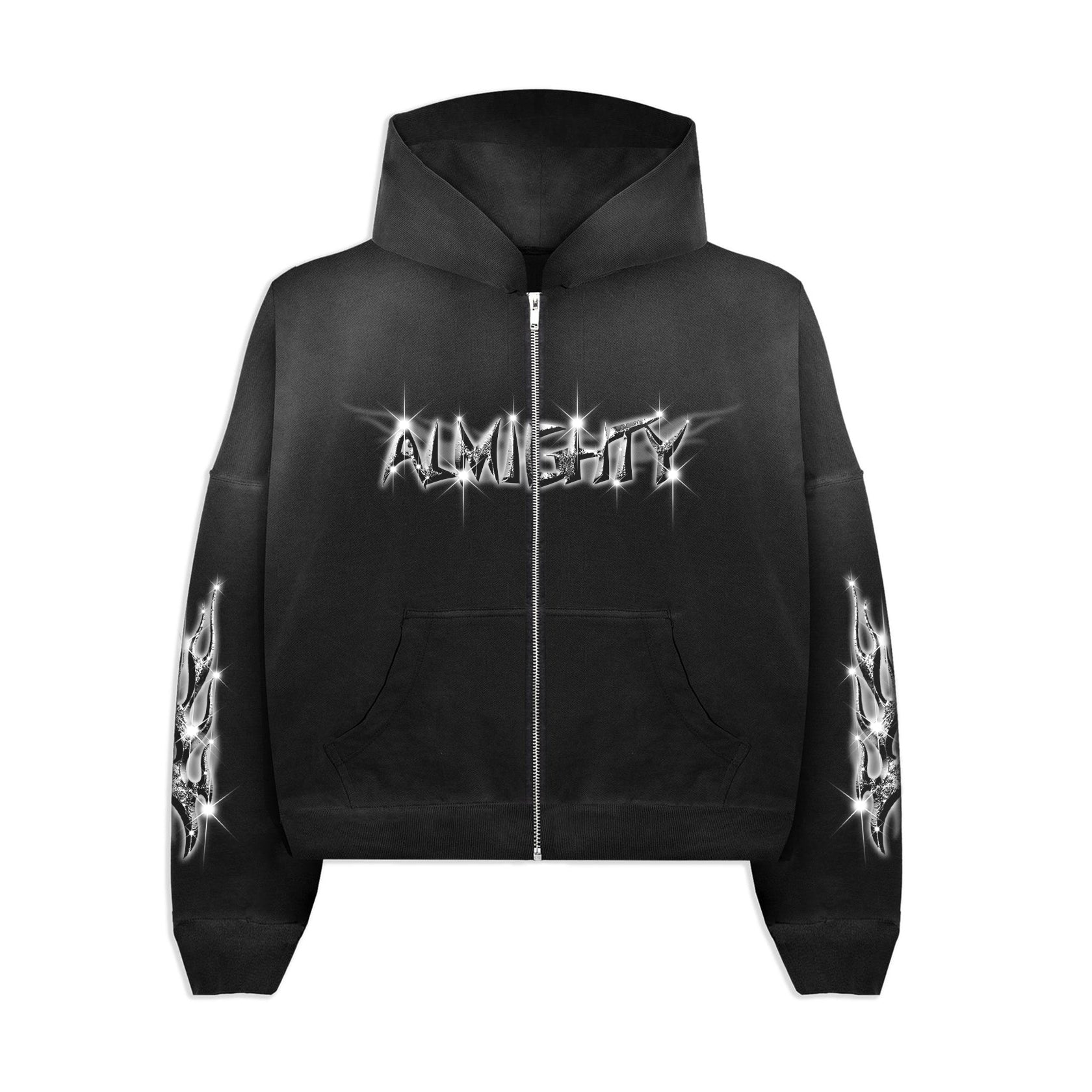 METAL CROP ZIP HOOD